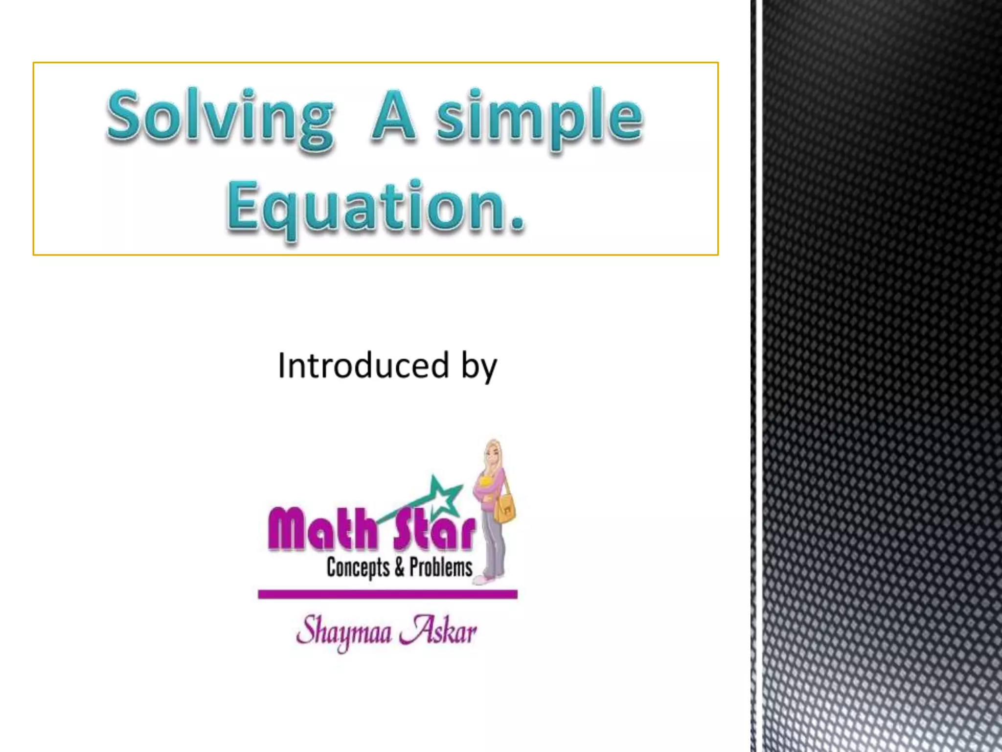 solving simple equation | PPTX