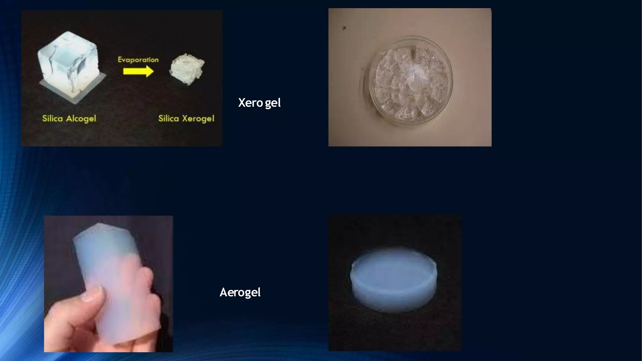 Xero gel
Aerogel
 