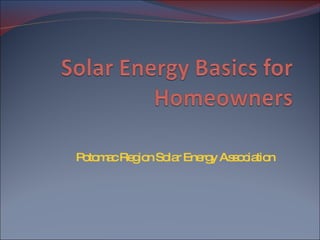 Potomac Region Solar Energy Association 