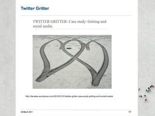 Twitter Gritter 29 March 2011 http://danslee.wordpress.com/2010/01/01/twitter-gritter-case-study-gritting-and-social-media/ 