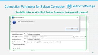20
–Available NOW as a Certified Partner Connector in Anypoint Exchange!
Connection Parameter for Solace Connector
 