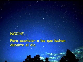 NOCHE... Para acariciar a los que luchan durante el dia
