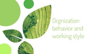Orgnization
behavior and
working style
 