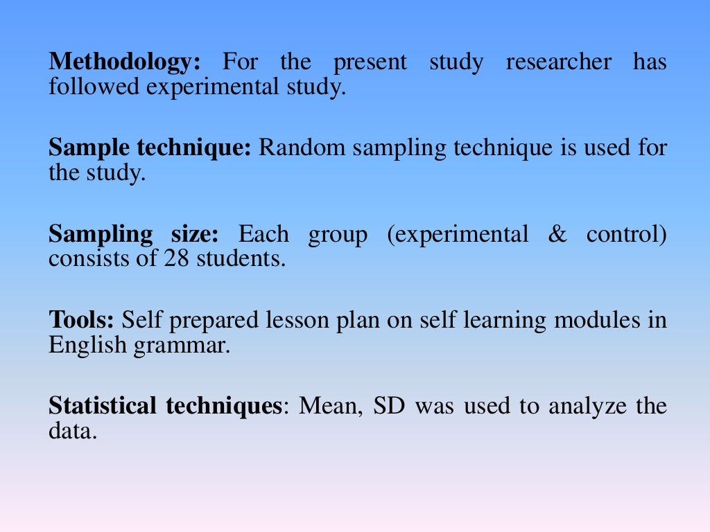 research title about self learning modules