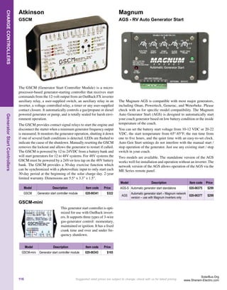 SYSTEM
DESIGN
Off-Grid
The maps below show sun-hours per day for the U.S.
See world insolation maps (and a larger version of the USA map) beginning page 194.
To ﬁnd average sun-hours per day in your area (line 3), check local
weather data, look at the map below or ﬁnd a city on the page 194
that has similar weather to your location. If you want year- round
autonomy, use the lower of the two ﬁgures. If you want 100%
autonomy only in summer, use the higher ﬁgure. If you have a
utility grid-tie system with net metering, use the yearly average
ﬁgure. The peak amperage of the module you will be using can be
found in the module speciﬁcations. You can also get close enough
if you divide the module’s rated wattage by the peak power point
voltage, usually 17 to 17.5 for a 12-volt module or 34 to 35 volts
for a 24-volt module.
Step 1 Total average amp-hours per day needed (line 10 of the Off-Grid Loads Worksheet, page 13)
Step 2 Multiply line 1 by 1.2 to compensate for loss from battery charge / discharge
Step 3 Average sun-hours per day in your area
Step 4 Divide line 2 by line 3. This is the total solar array amps required
Step 5 Peak-­Power	
 