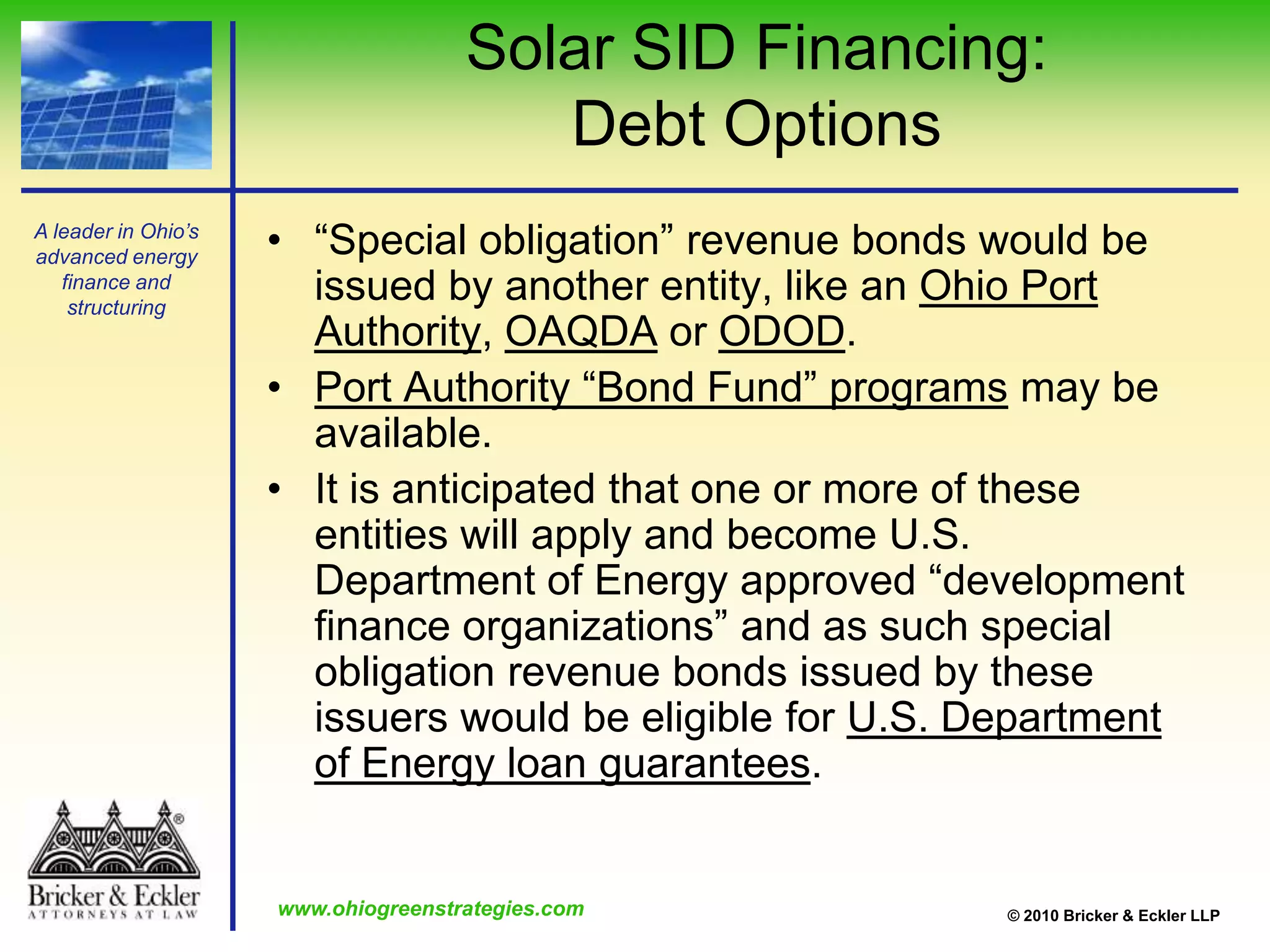    can pre-qualify installers/PPA providersSummary of Solar SID ProcessIdentify property owners with solar improvementsDraft petition (really and application) for SID creation and SID planProperty owners sign PetitionCity/Solar Developer develops plan for specific solar improvements (SID Plan)City/Solar Developer submits Petition proposing creation of SID and SID Plan to property ownersCity Council reviews SID Petition and SID PlanCity Council approves creation of SID, SID Petition, SID Plan and SID Board Articles