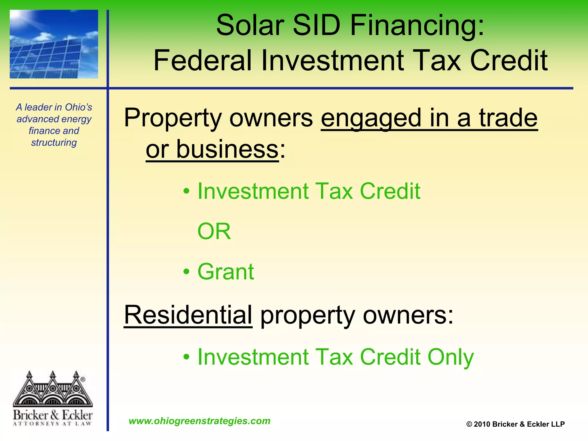 Solar SID Financing