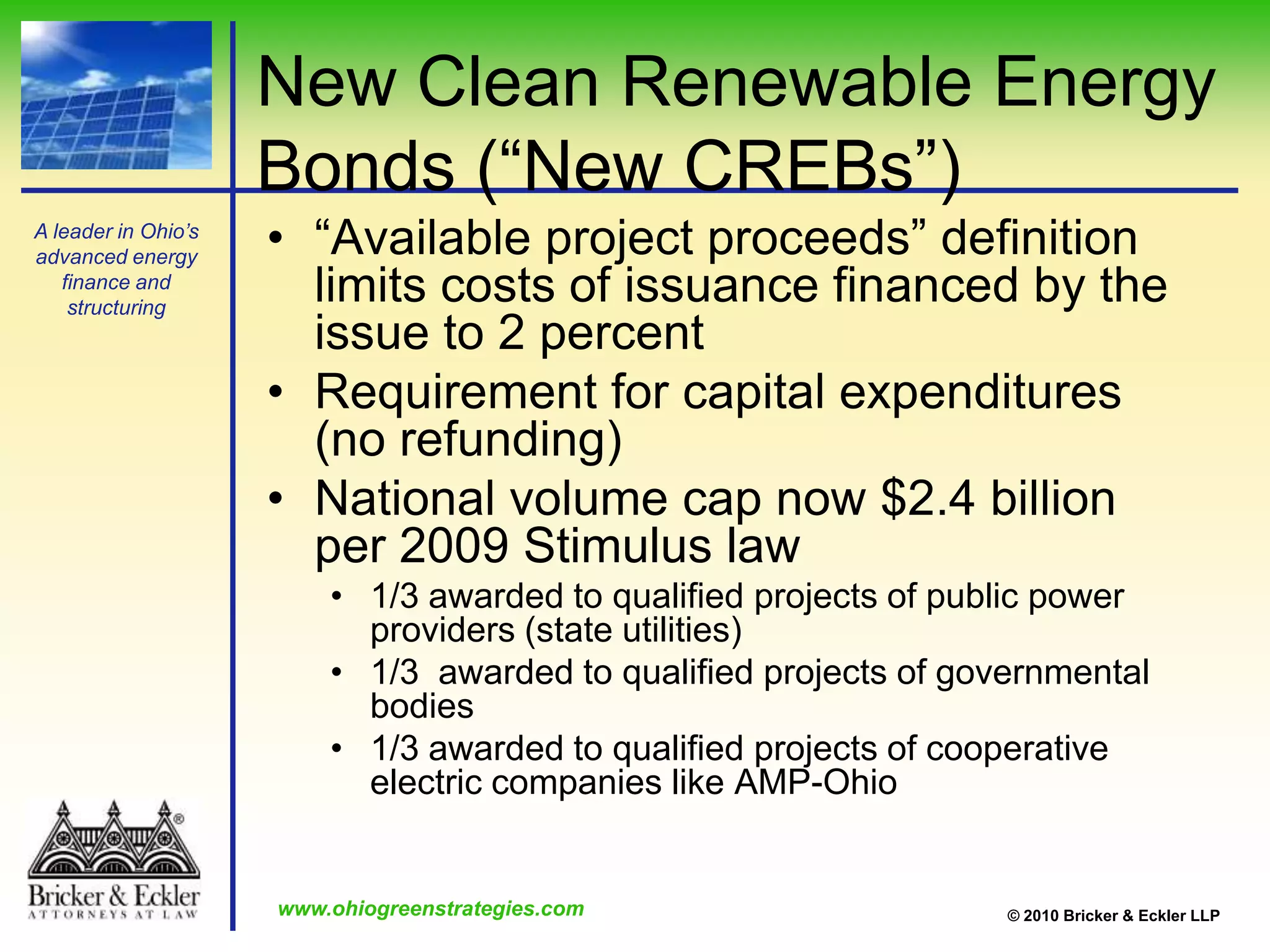 Solar SID Financing:Federal Investment Tax CreditSolar improvement owners may be eligible for a federal Investment Tax Credit equal to 30% of the eligible cost of their project.