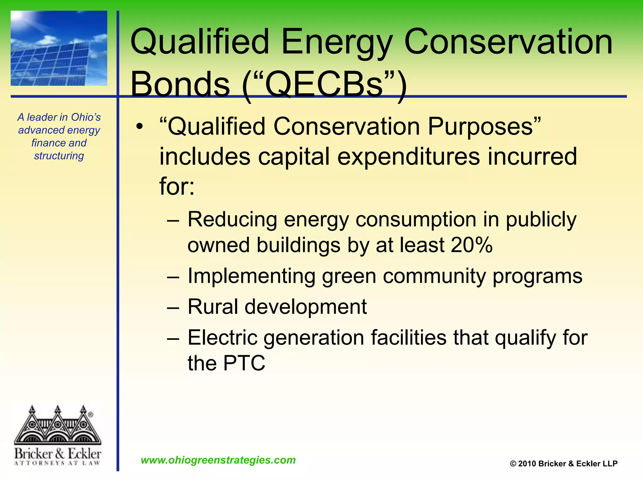 The owner receiving the tax credit or grant could be the property owner or the solar installer/PPA provider.Solar SID Financing:Federal Investment Tax CreditProperty owners engaged in a trade or business:Investment Tax Credit 	ORGrantResidential property owners:Investment Tax Credit Only