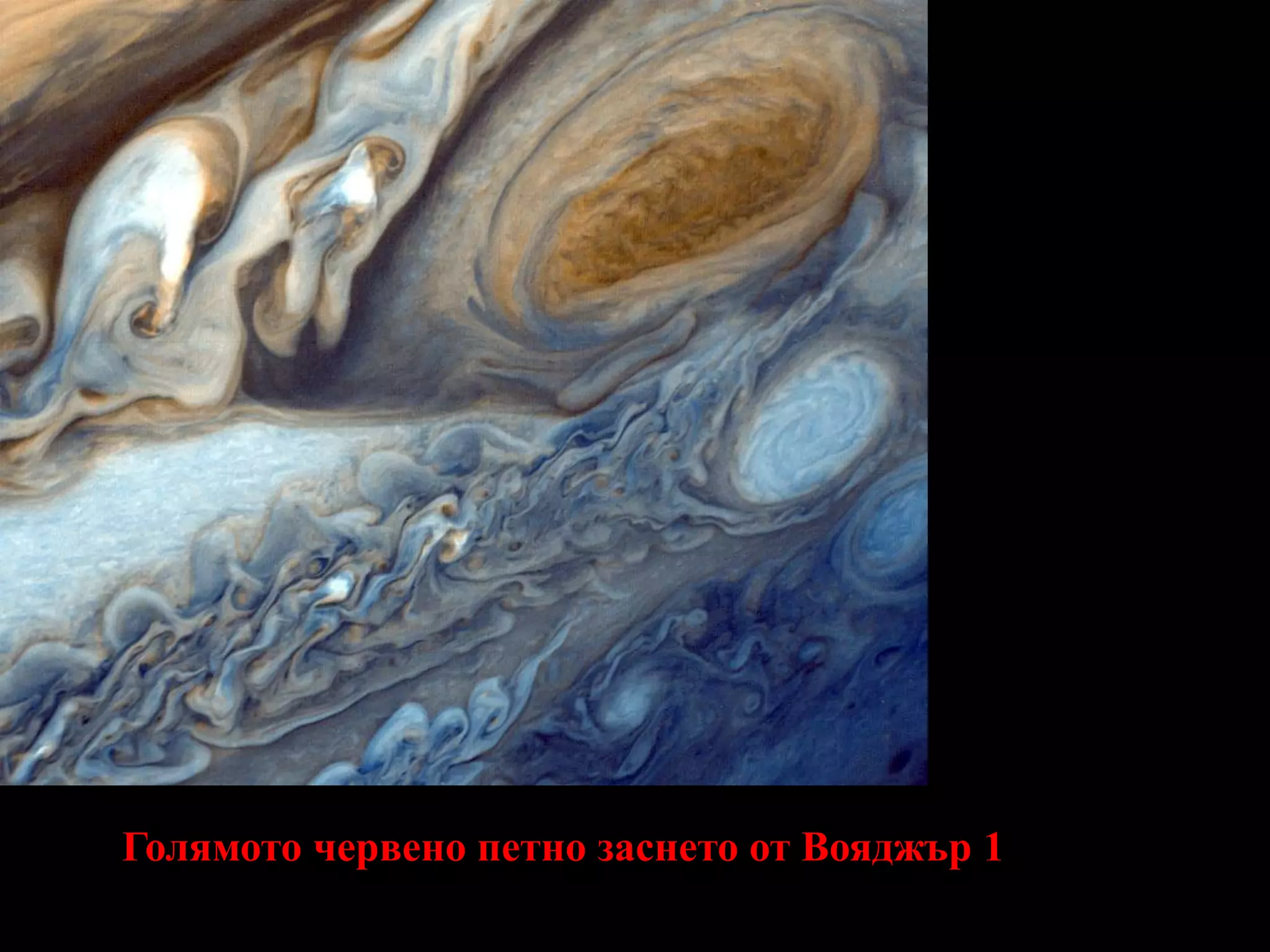 Голямото червено петно заснето от Вояджър 1