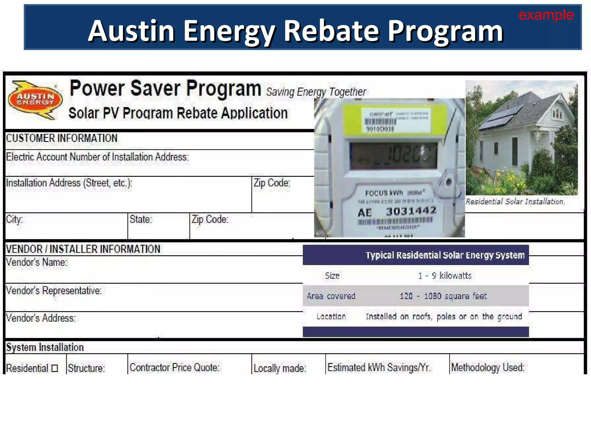 Austin Energy Rebate Program example 