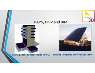 BAPV, BIPV and BIM
building-applied photovoltaics (BAPV) Building-integrated photovoltaics (BIPV)
11/01/2016Trihelicon LLC Commercial in Confidence 11
 