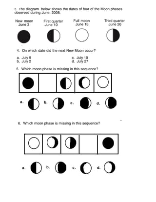 Solar: about the moon (worksheet 6)