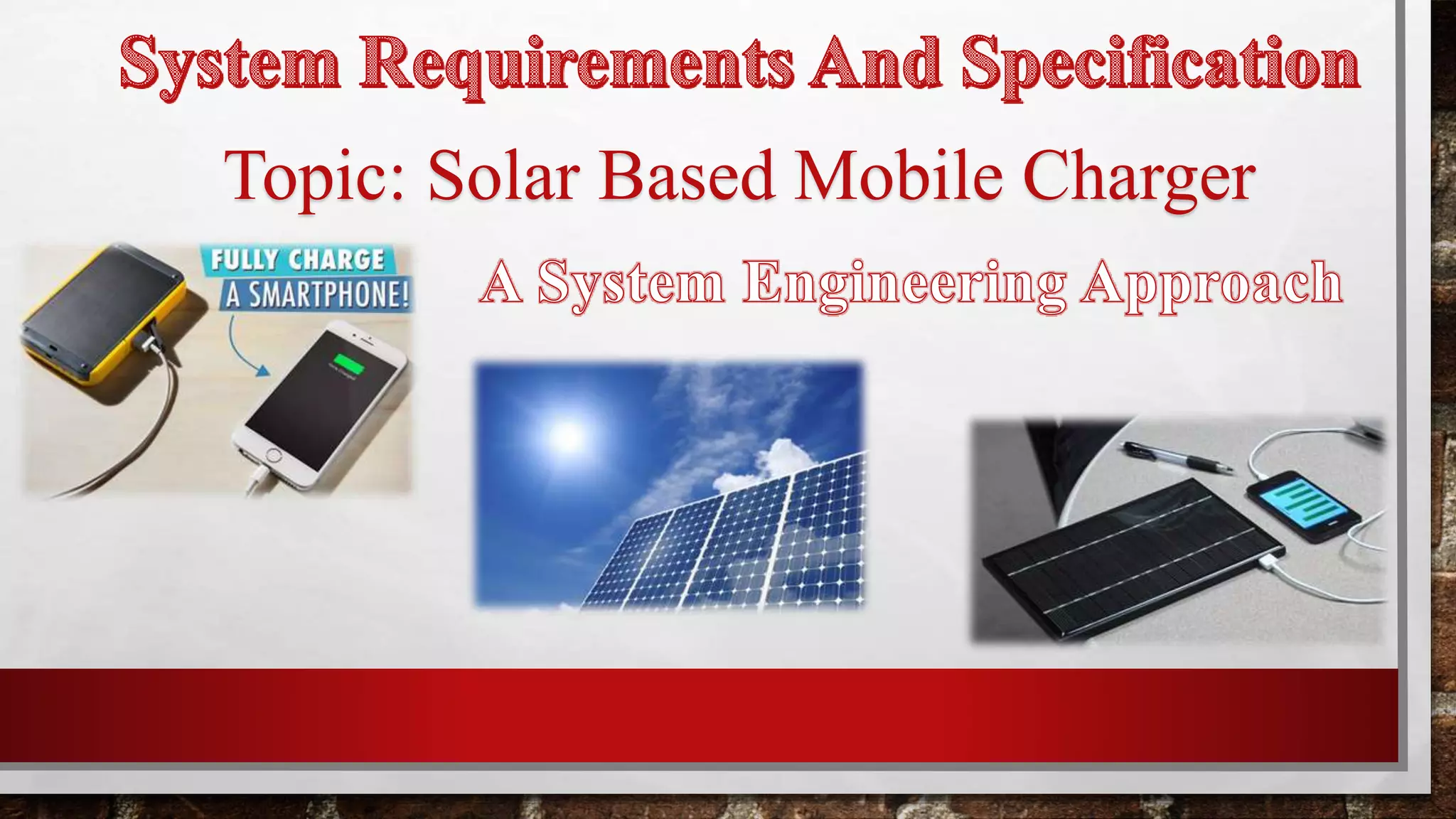 Solar based mobile charger PPT