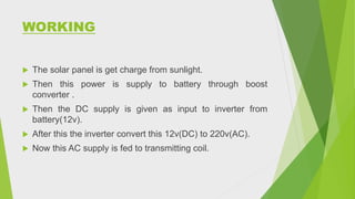 Solar based wireless charging of electric vehicle | PPTX