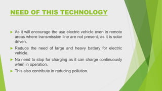 Solar based wireless charging of electric vehicle | PPTX