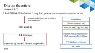 Fabrication of Organic bulk Heterojunction Solar Cell | PPTX