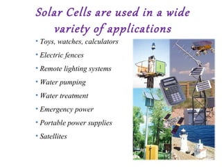 Solar cells and its applications | PPT