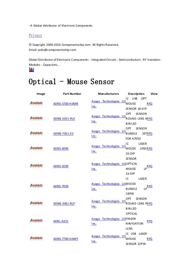 Optical Mouse Sensor Sensors, Transducers