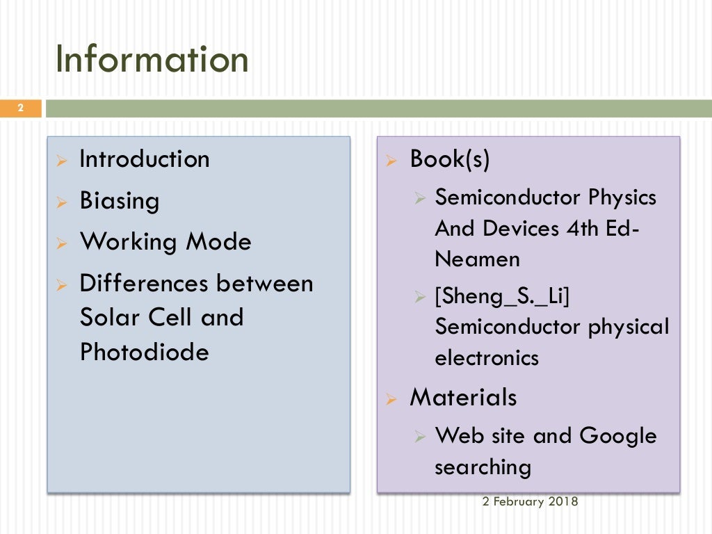 Solar Cells versus Photodiode