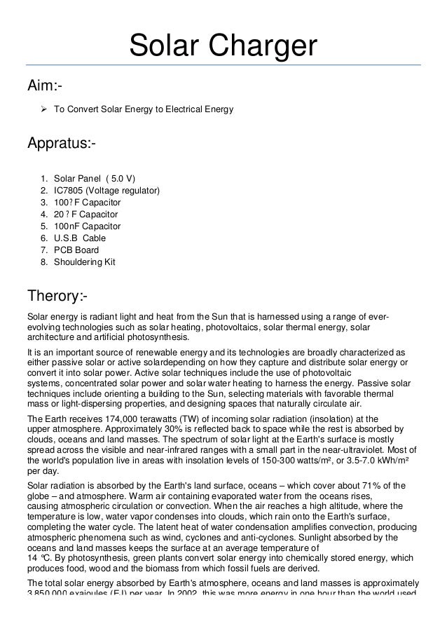 Report of Solar charger Project