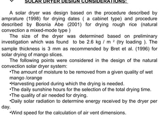 Design and Features of Natural Convection Solar Dryer System | PPT