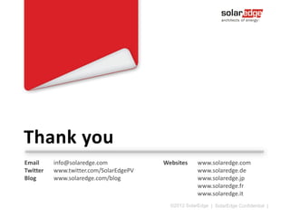 SolarEdge Product Overview

©2013 SolarEdge

| 17

 