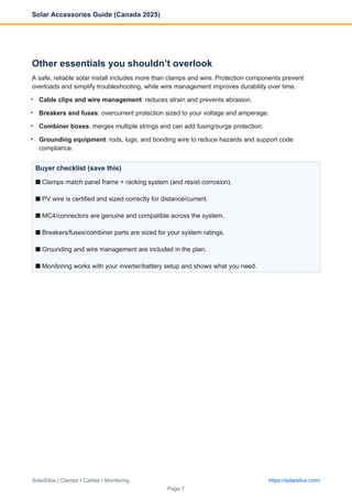 Pv String Overcurrent Protection Solar Accessories Guide 2025 (Canada): Clamps, PV Cables, MC4 ...