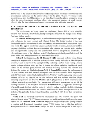 Solar energy concentration techniques in flat plate collector | PDF