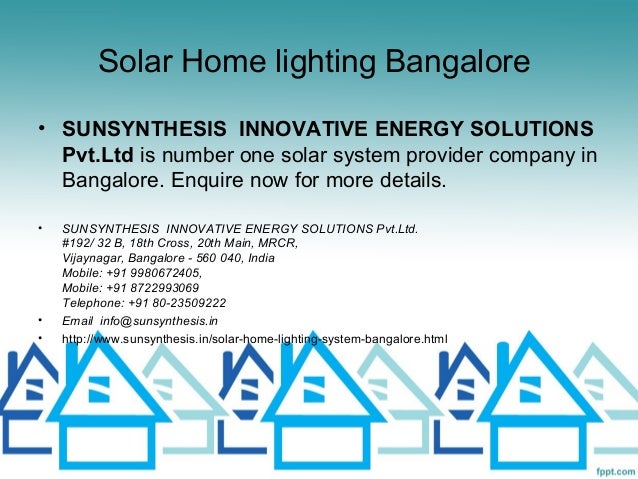 Solar Energy Home Lighting System Bangalore
