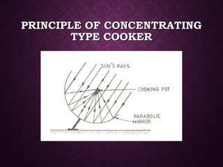 PRINCIPLE OF CONCENTRATINGPRINCIPLE OF CONCENTRATING
TYPE COOKERTYPE COOKER
 