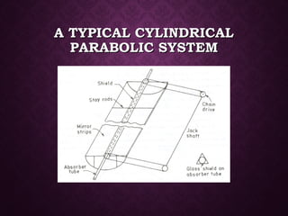A TYPICAL CYLINDRICALA TYPICAL CYLINDRICAL
PARABOLIC SYSTEMPARABOLIC SYSTEM
 
