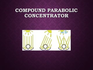 COMPOUND PARABOLICCOMPOUND PARABOLIC
CONCENTRATORCONCENTRATOR
 