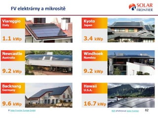 62
FV elektrárny a mikrosítě
© Solar Frontier Europe GmbH NSP představuje Solar Frontier
 