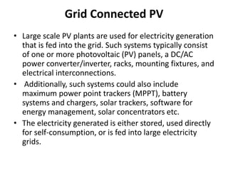 Solar pv connected to grid | PPTX