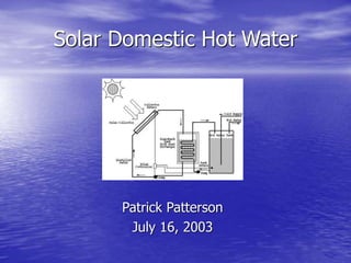 Solar Domestic Hot Water
Patrick Patterson
July 16, 2003
 