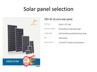 Solar panel selection
 