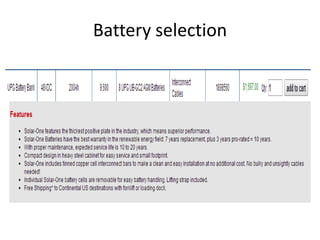 Battery selection
 