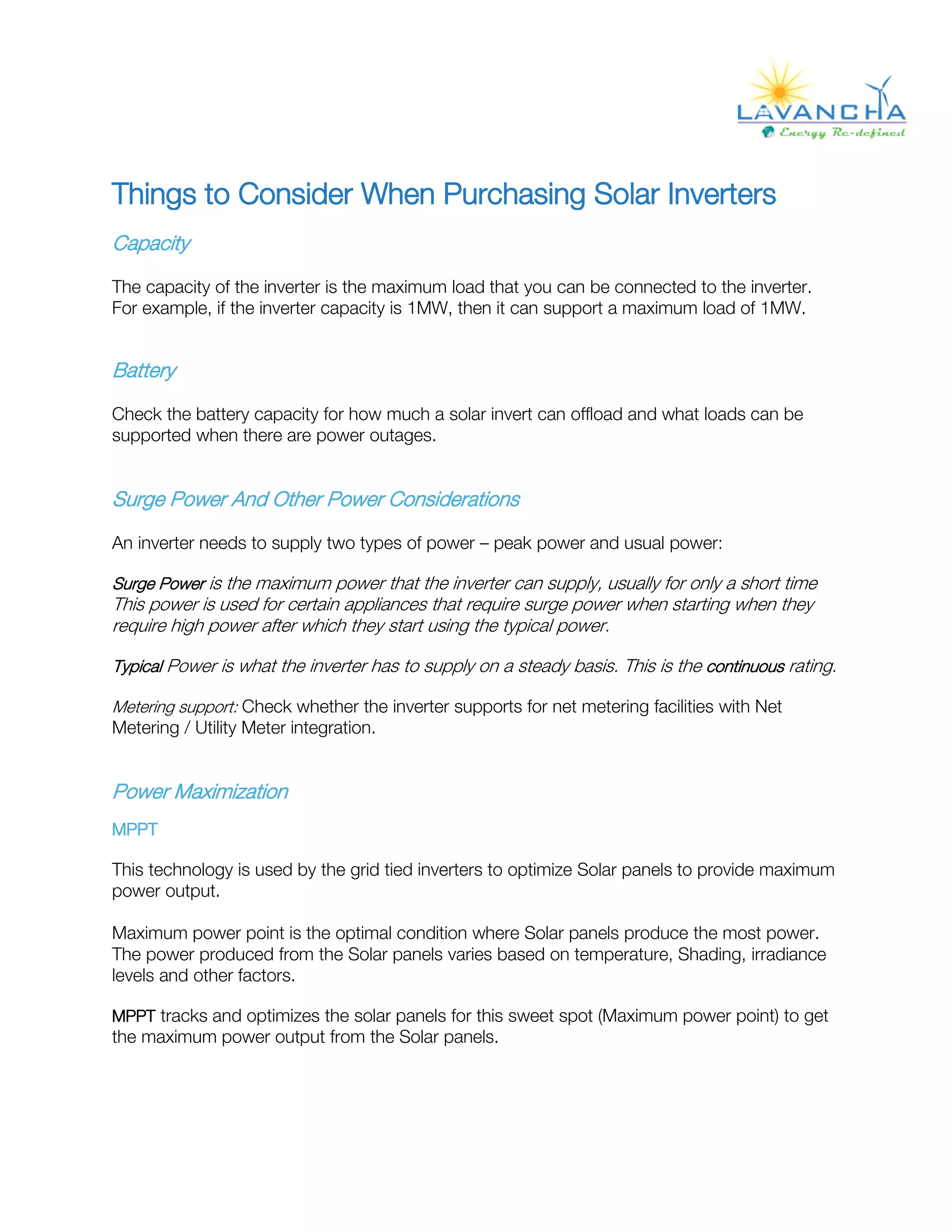 Solar inverter Selection guide | PDF