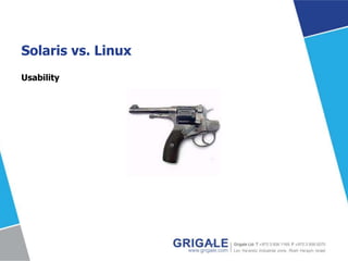 Solaris vs. Linux
Usability

 