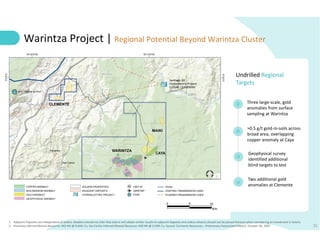 15
Undrilled Regional
Targets
Two additional gold
anomalies at Clemente
Warintza Project | Regional Potential Beyond Warintza Cluster
1. Adjacent Deposits are independent of Solaris. Readers should not infer that Solaris will obtain similar results to adjacent deposits and undue reliance should not be placed thereon when considering an investment in Solaris
2. Panantza Inferred Mineral Resource: 463 Mt @ 0.66% Cu; San Carlos Inferred Mineral Resource: 600 Mt @ 0.59% Cu, Source: Corriente Resources – Preliminary Assessment Report, October 30, 2007
Three large-scale, gold
anomalies from surface
sampling at Warintza
>0.5 g/t gold-in-soils across
broad area, overlapping
copper anomaly at Caya
Geophysical survey
identified additional
blind targets to test
15
 