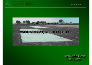 DRAPALG
Direcção Regional
de Agricultura e Pescas
do Algarve
Solarização do solo
ACÇÃO DE DIVULGAÇÃO
“SOLARIZAÇÃO DO SOLO”
ACÇÃO DE DIVULGAÇÃO
“SOLARIZAÇÃO DO SOLO”
Armindo Rosa
(Abril -2009)
Armindo Rosa
(Abril -2009)
 