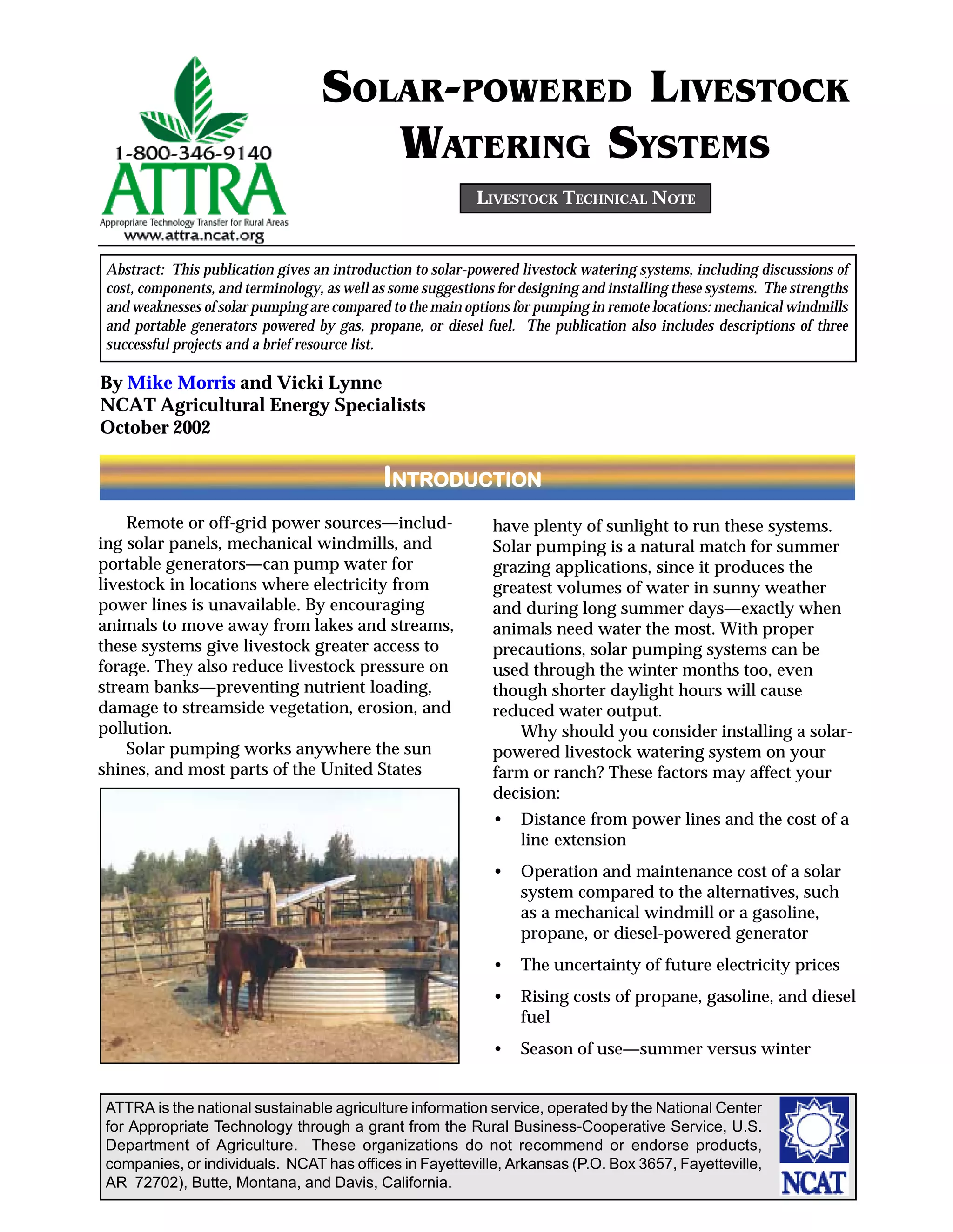 Solarpowered Livestock Watering Systems PDF