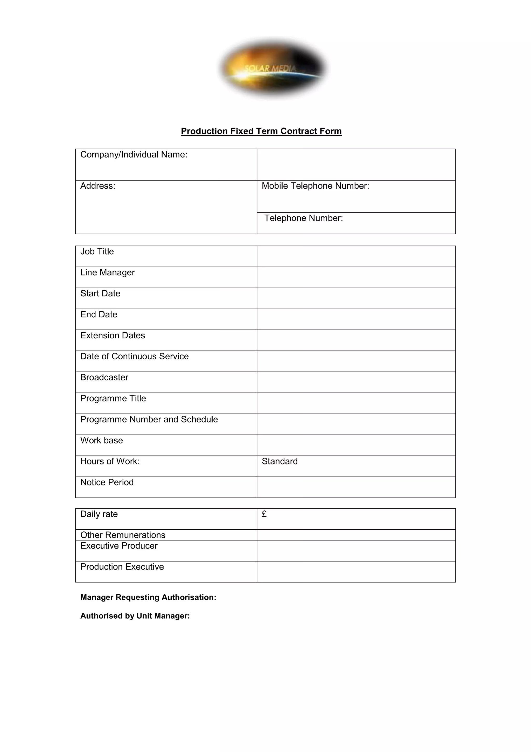 Solar Panel Contrac Form.pdf Solar media production fixed term contract form | DOCX