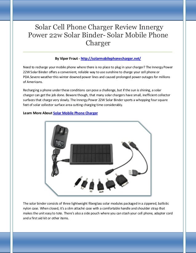 Solar mobile phone charger