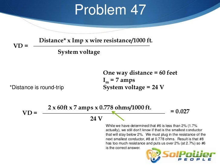 Solar Mooc Voltage Drop Calculations