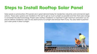 Here are the effective steps to Install Rooftop Solar Panel | PDF