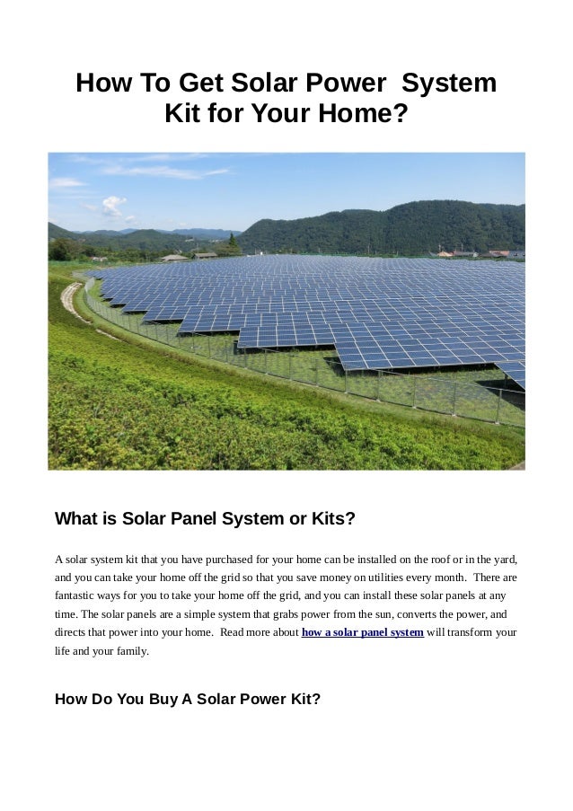 Get Solar Power System Kit For Your Home