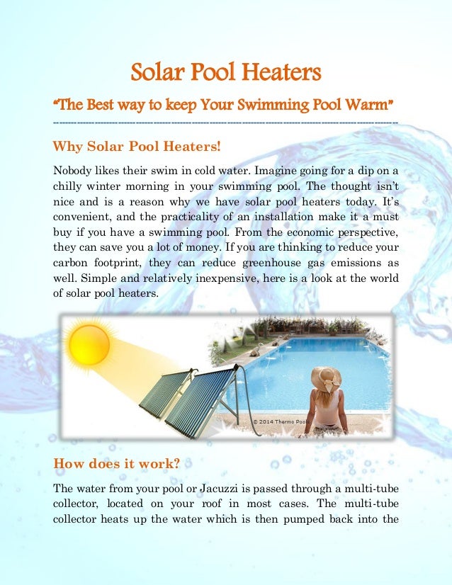 Solar Pool Heaters A Sensible Way To Keep Your Swimming Pool Warm
