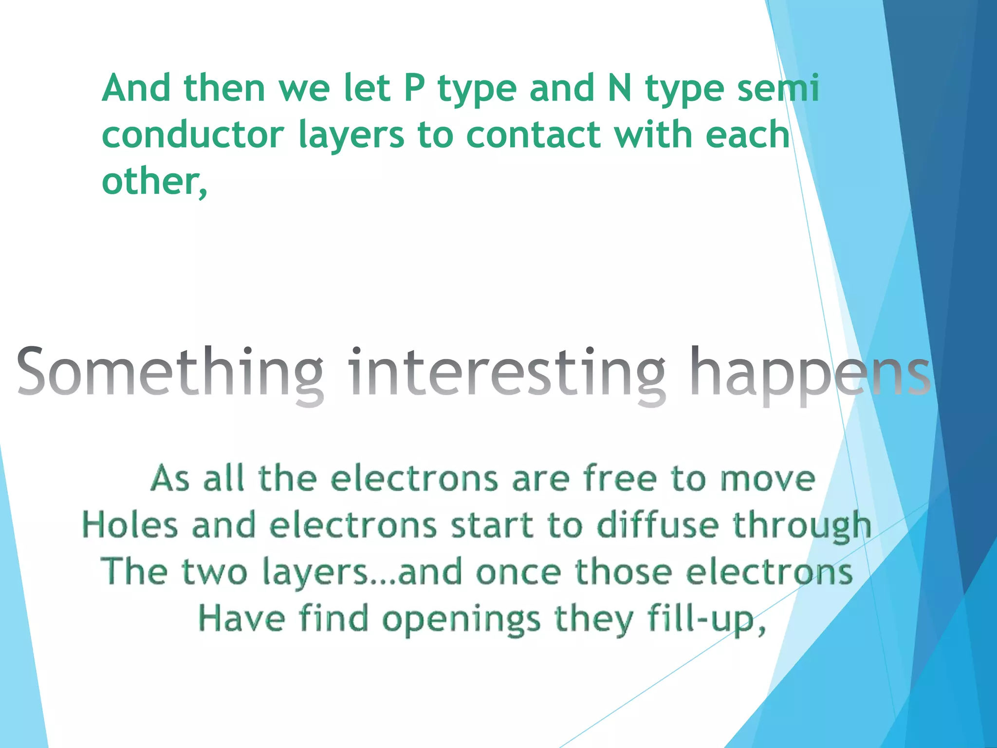 And then we let P type and N type semi
conductor layers to contact with each
other,
 